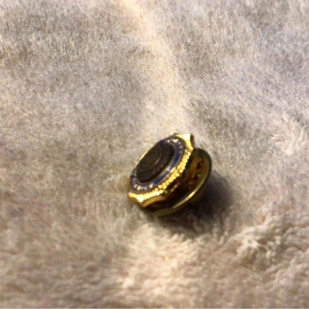 Gold and Blue Enamel Cufflink - Classic Crest Design